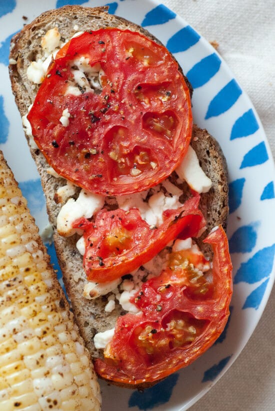 tomato and goat cheese toast