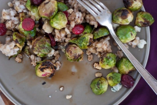 brussels sprouts with cranberries and barley recipe from cookieandkate.com brussels sprouts with cranberries and barley recipe