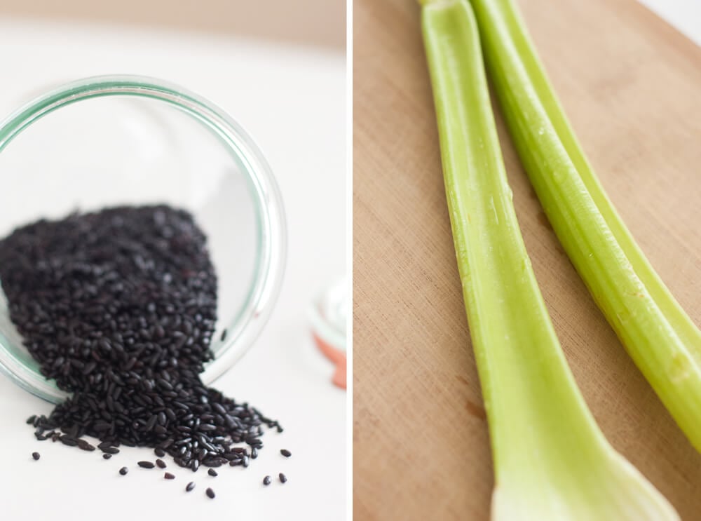 black rice and celery black rice and celery