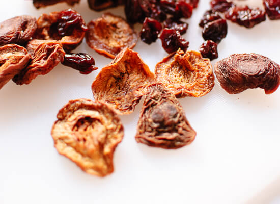 dried blenheim apricots and tart dried cherries