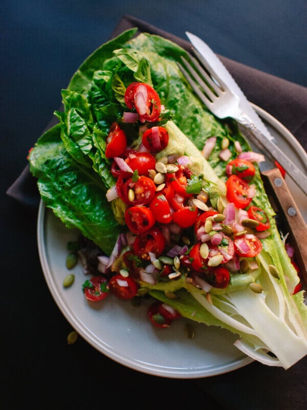 Heart of Romaine Salad with Pico de Gallo and Avocado Dressing