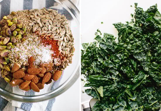granola ingredients and kale