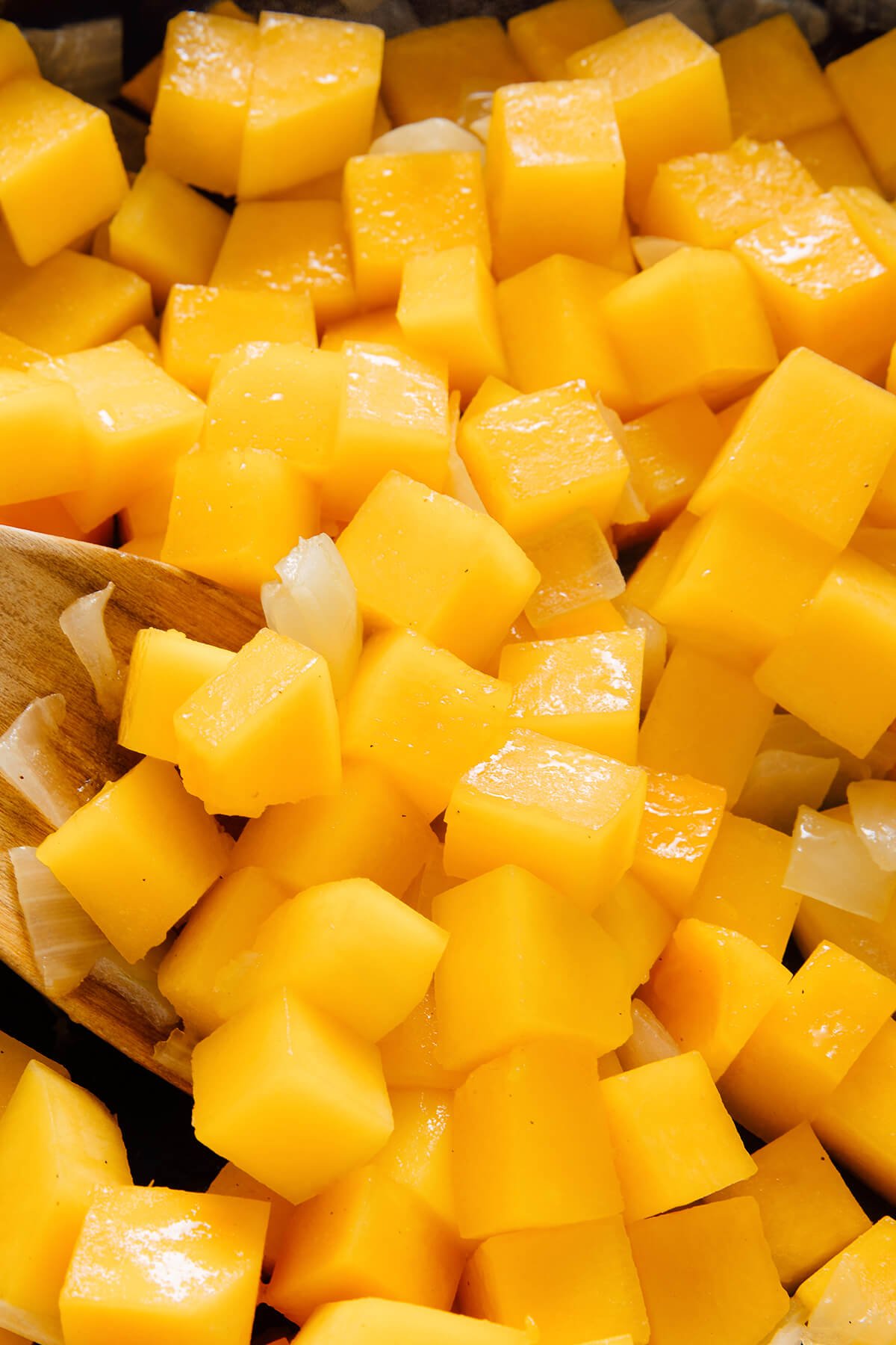 cubed butternut squash cooking
