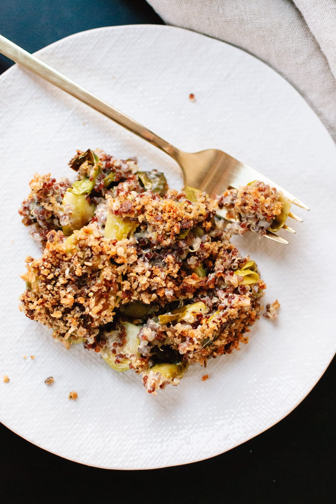 Brussels sprout quinoa gratin recipe