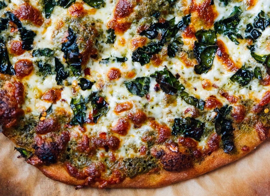 kale pesto on pizza
