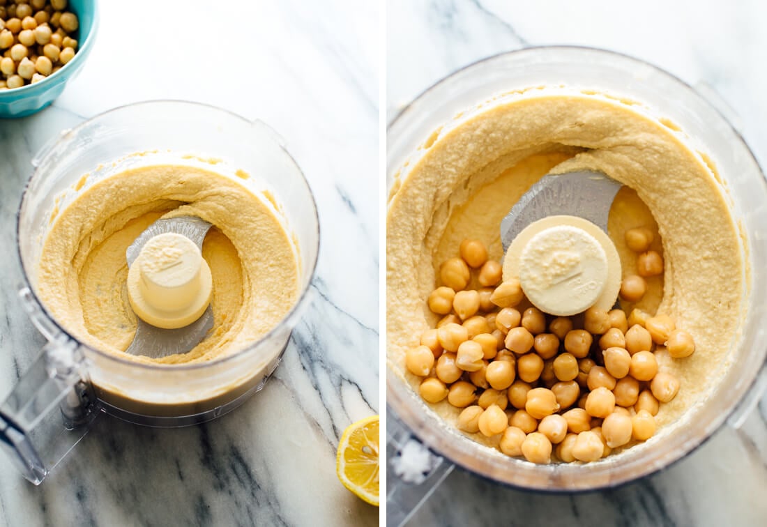 hummus in food processor