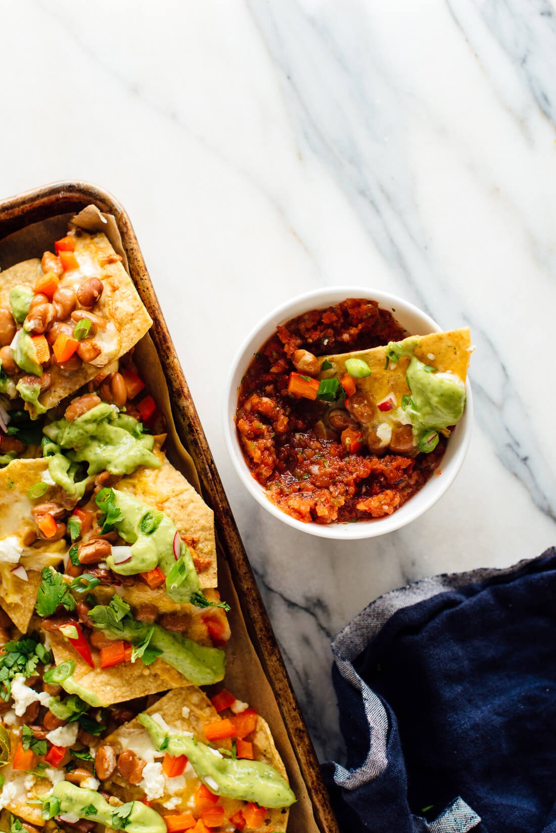 loaded veggie nachos with salsa