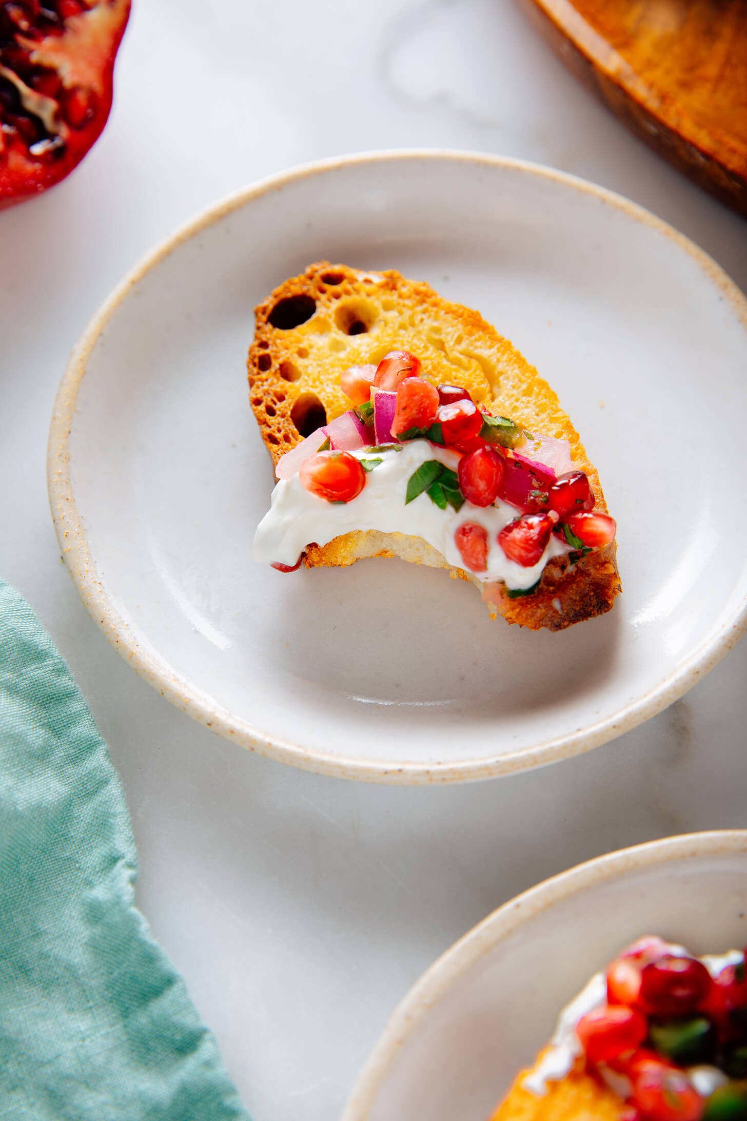 pomegranate salsa on crostini