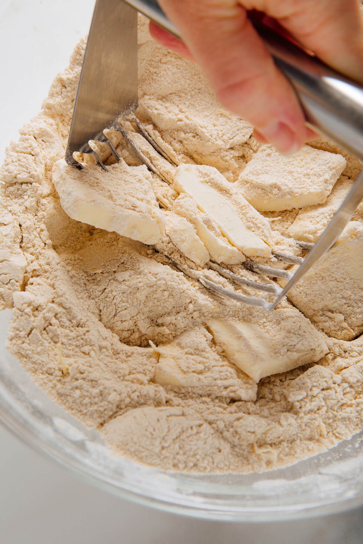 cutting butter into flour