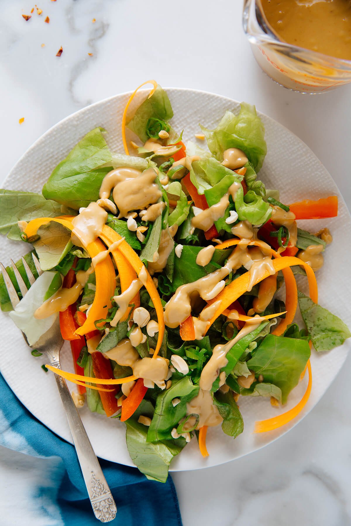 peanut dressing on salad
