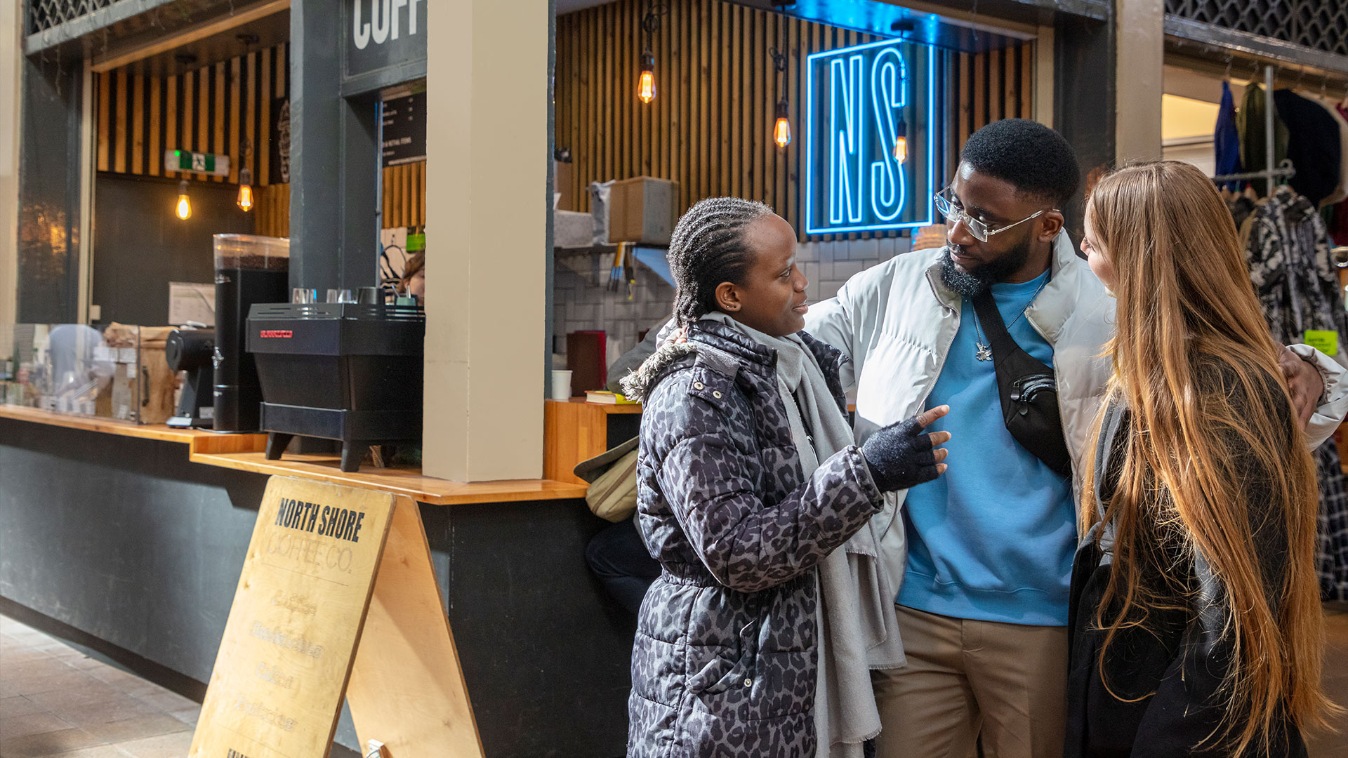 A group of friends at a coffee shop