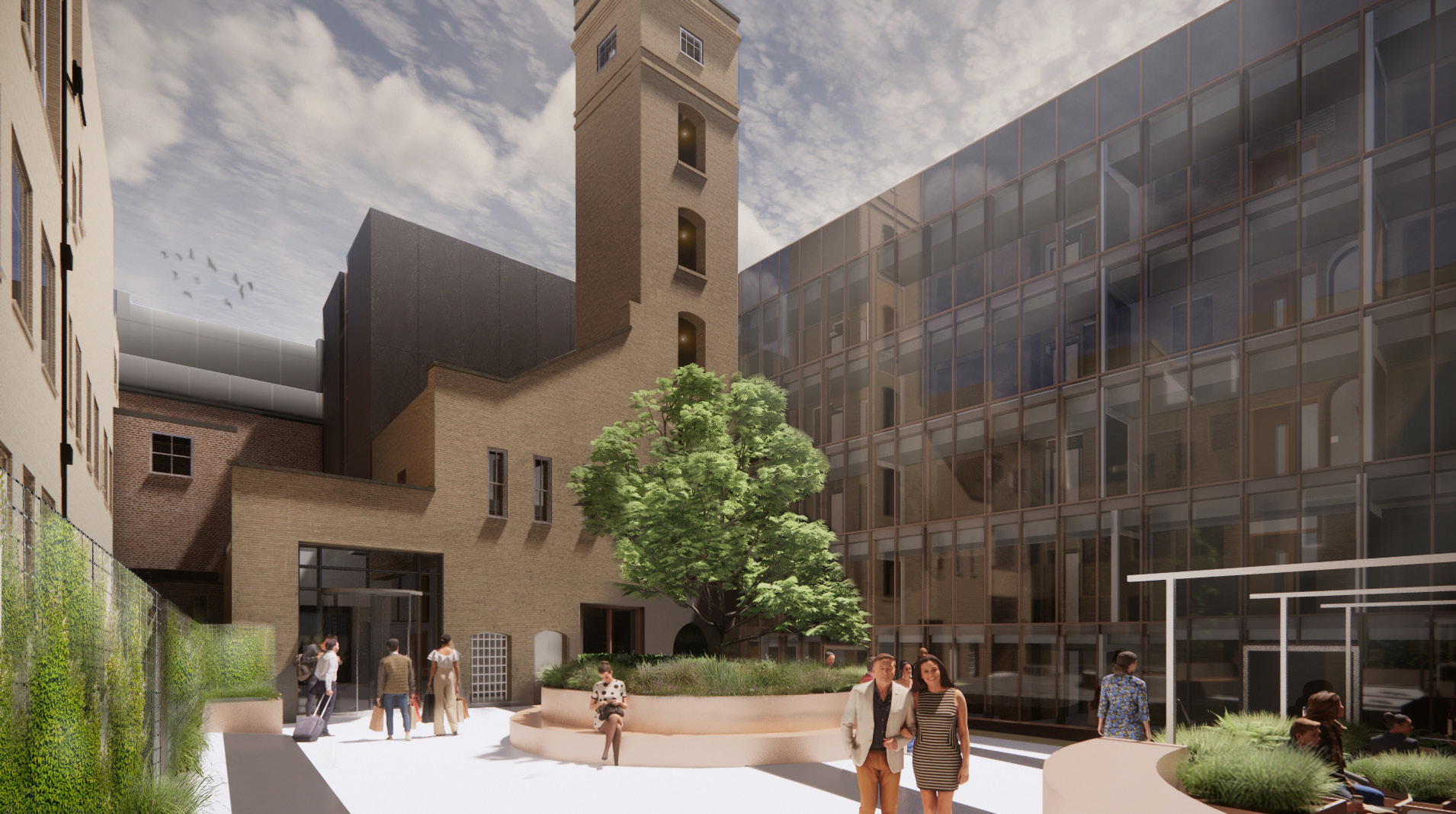 Artists impression of the hotel courtyard